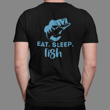 Load image into Gallery viewer, Bass Fishing T Shirt Short Sleeve, Long Sleeve T Shirt HTV - Eat Sleep Fish-D-n-R Design
