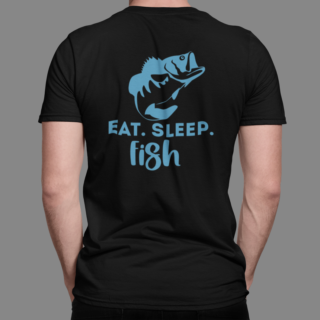 Bass Fishing T Shirt Short Sleeve, Long Sleeve T Shirt HTV - Eat Sleep Fish-D-n-R Design