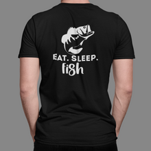 Load image into Gallery viewer, Bass Fishing T Shirt Short Sleeve, Long Sleeve T Shirt HTV - Eat Sleep Fish-D-n-R Design
