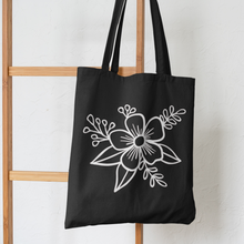 Load image into Gallery viewer, Floral Tote Bag, Floral Book Bag, Canvas Tote Bag, School Book Bag HTV-D-n-R Design
