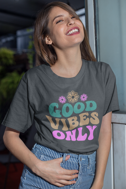 Groovy T Shirt, Trendy Throwback Unisex T Shirt HTV - Good Vibes Only-D-n-R Design