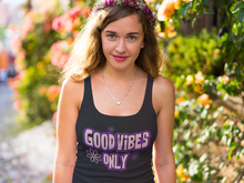 Load image into Gallery viewer, Good Vibes Groovy Women&#39;s Racerback Tank Top HTV-D-n-R Design
