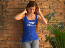 Load image into Gallery viewer, HB Racing Colored Women&#39;s Racerback Sponsor Tank Top HTV-D-n-R Design
