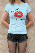 Load image into Gallery viewer, HTV Custom Design Woman&#39;s Crew Neck T Shirt –Kiss Me W-D-n-R Design
