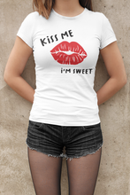 Load image into Gallery viewer, HTV Custom Design Woman&#39;s Crew Neck T Shirt –Kiss Me W-D-n-R Design
