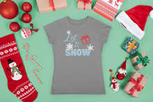 Load image into Gallery viewer, HTV Christmas Design T Shirt Ladies– Let It snow-D-n-R Design
