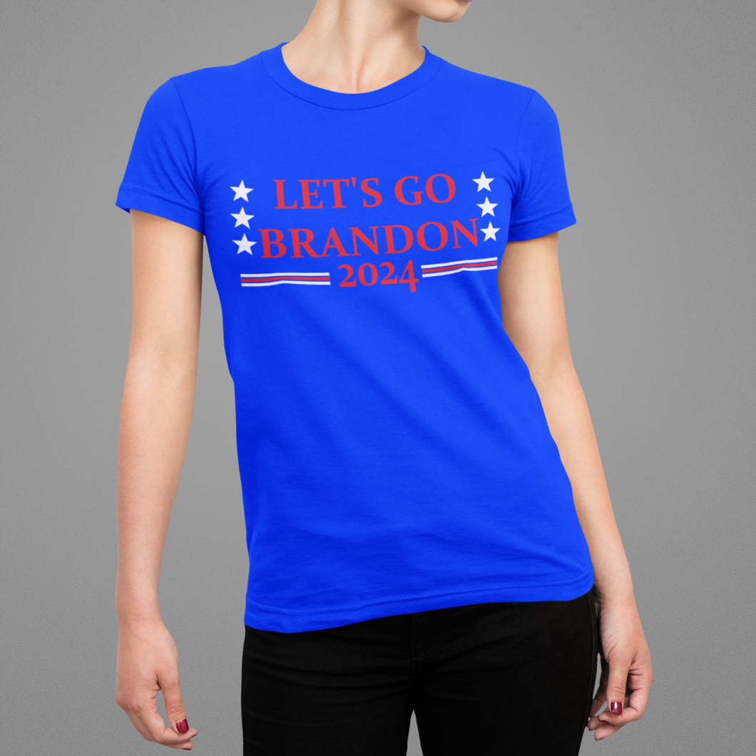 Let's Go Brandon Women's Trump Rally T Shirt v2 HTV-D-n-R Design