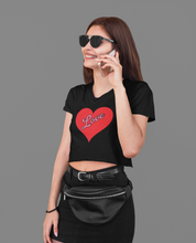 Load image into Gallery viewer, Cool Woman&#39;s crop T Shirt – Love Heart HTV-D-n-R Design
