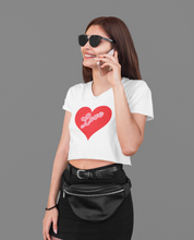 Load image into Gallery viewer, Cool Woman&#39;s crop T Shirt – Love Heart HTV-D-n-R Design
