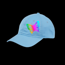 Load image into Gallery viewer, Rainbow Holographic Butterfly Design Unstructured Hat - HTV-D-n-R Design
