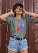 Load image into Gallery viewer, Rainbow Holographic Butterfly T Shirt - HTV-D-n-R Design
