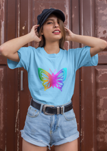 Load image into Gallery viewer, Rainbow Holographic Butterfly T Shirt - HTV-D-n-R Design
