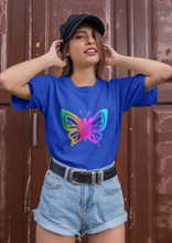 Load image into Gallery viewer, Rainbow Holographic Butterfly T Shirt - HTV-D-n-R Design
