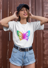 Load image into Gallery viewer, Rainbow Holographic Butterfly T Shirt - HTV-D-n-R Design
