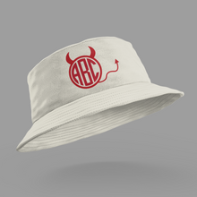 Load image into Gallery viewer, Custom Personalized Printed Bucket Hat, Floppy Hat HTV - Red Devil Monogram-D-n-R Design
