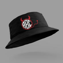 Load image into Gallery viewer, Custom Personalized Printed Bucket Hat, Floppy Hat HTV - Red Devil Monogram-D-n-R Design
