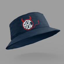 Load image into Gallery viewer, Custom Personalized Printed Bucket Hat, Floppy Hat HTV - Red Devil Monogram-D-n-R Design
