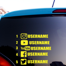 Load image into Gallery viewer, Social Media Car Window Decal, Social medial Vinyl Decal Sticker-D-n-R Design
