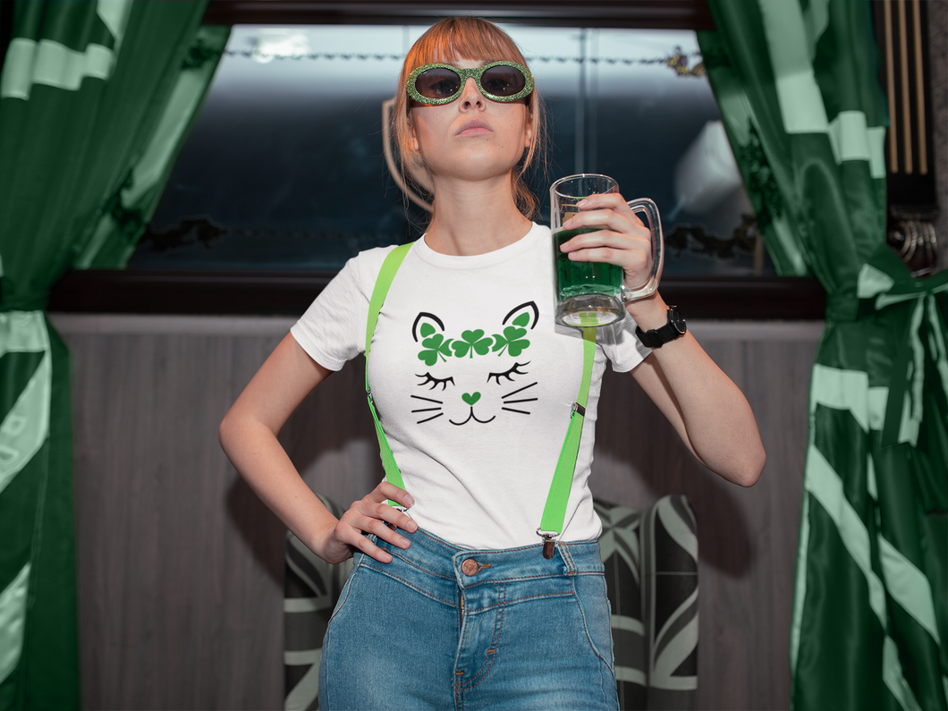 St. Patrick's Day T Shirt HTV Unisex Or Women's Style - Cute Cat-D-n-R Design