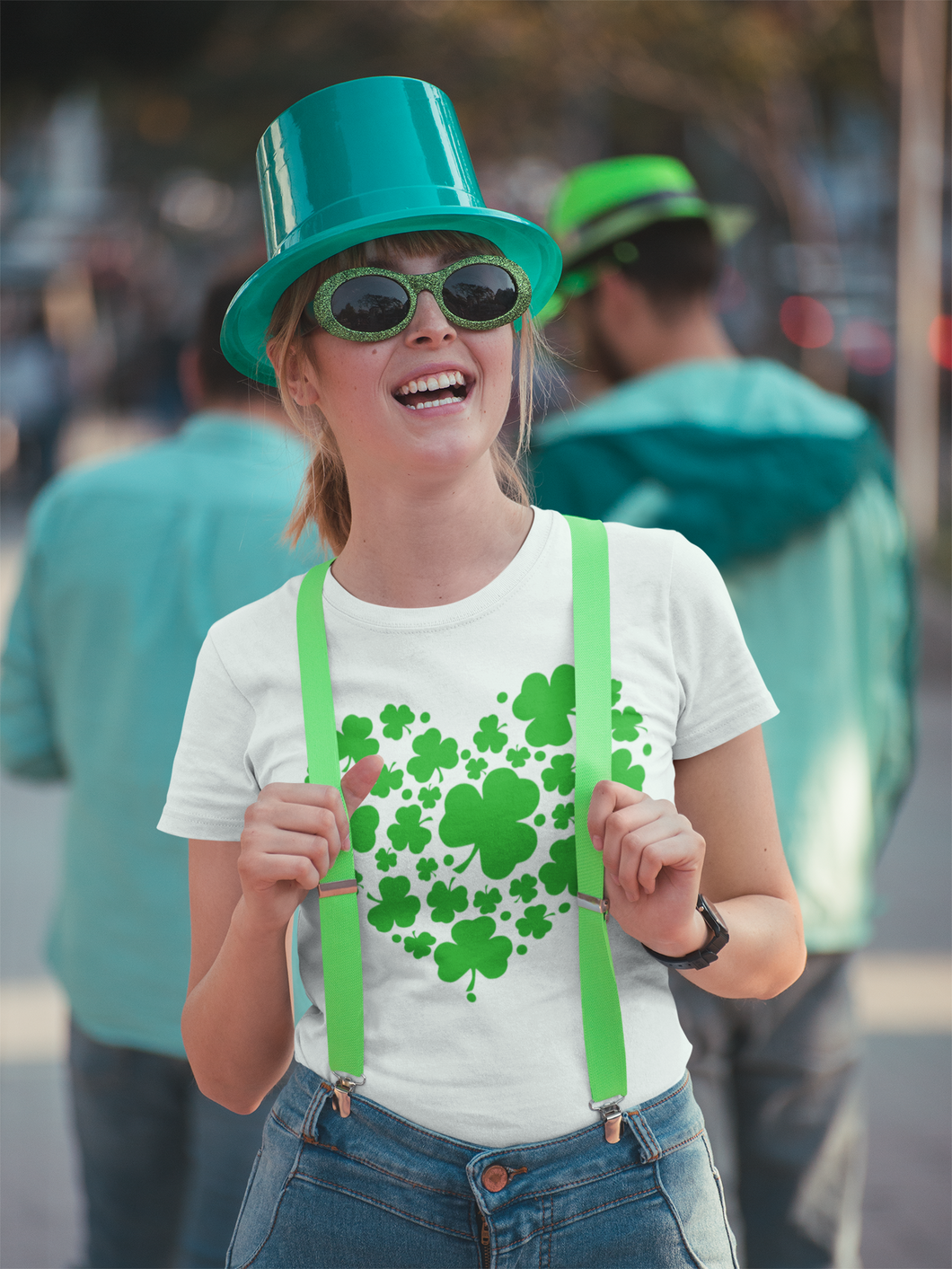 St Patrick's Day Fun T Shirt HTV Unisex or Women's Style - Clover Heart 2-D-n-R Design