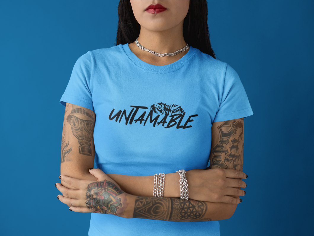 Ladies Custom T-Shirt HTV - UNTAMABLE Wolf Eyes-D-n-R Design