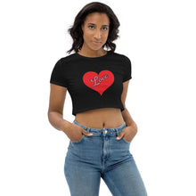 Load image into Gallery viewer, Organic Women&#39;s Crop Top - Cute Love Heart-D-n-R Design
