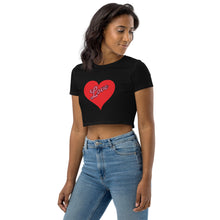 Load image into Gallery viewer, Organic Women&#39;s Crop Top - Cute Love Heart-D-n-R Design
