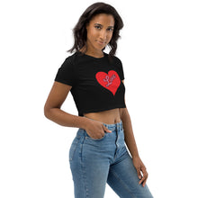 Load image into Gallery viewer, Organic Women&#39;s Crop Top - Cute Love Heart-D-n-R Design
