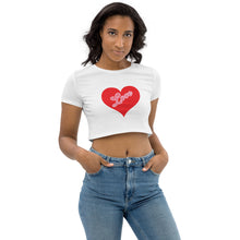 Load image into Gallery viewer, Organic Women&#39;s Crop Top - Cute Love Heart-D-n-R Design
