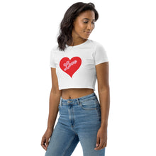 Load image into Gallery viewer, Organic Women&#39;s Crop Top - Cute Love Heart-D-n-R Design
