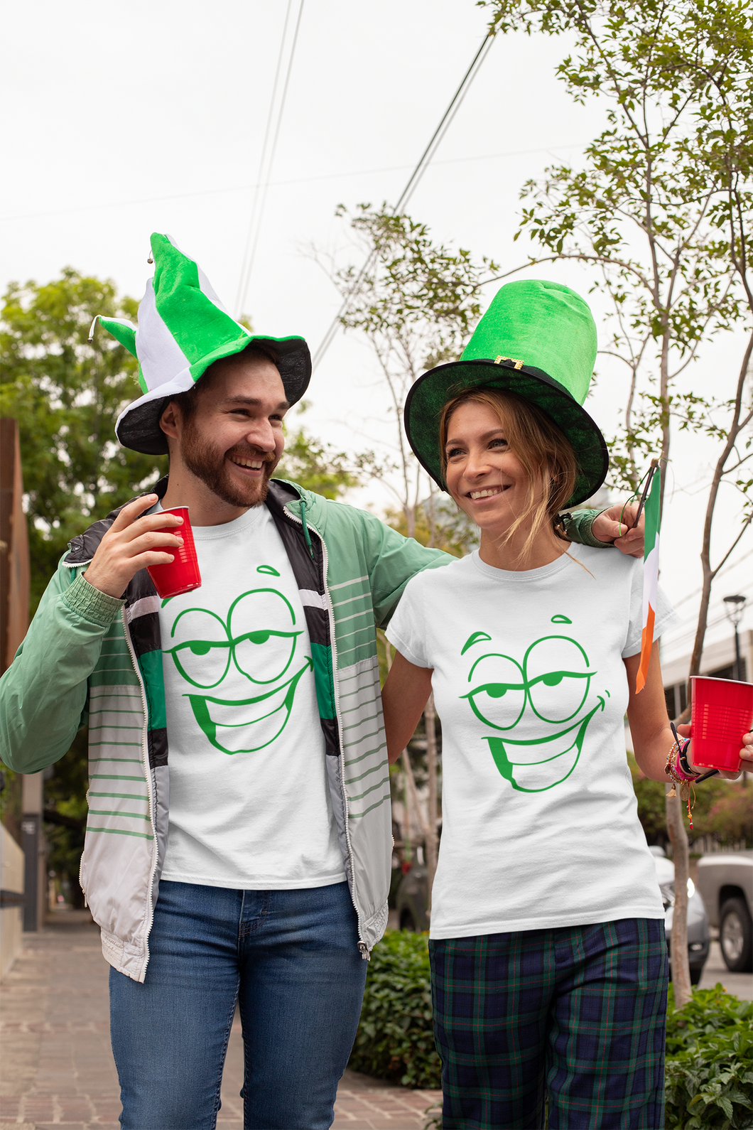 St. Patrick's Day Funny T Shirt HTV Unisex Or Women's Style - Cartoon Face 7-D-n-R Design