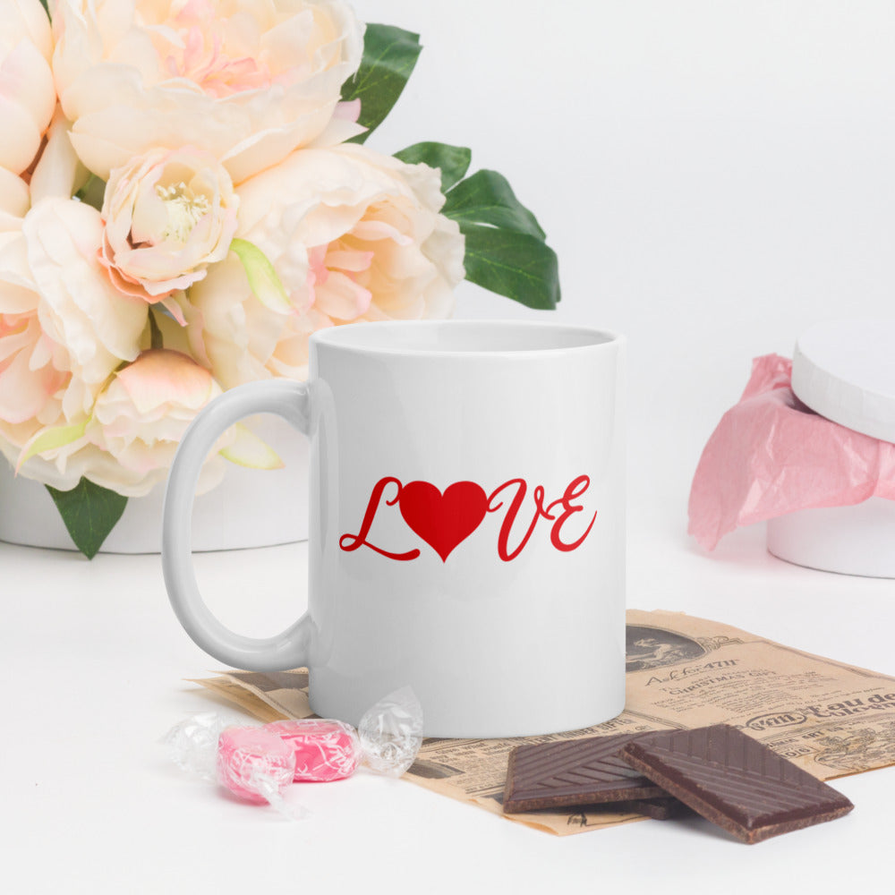 White glossy mug - Cute, Love Mug-D-n-R Design