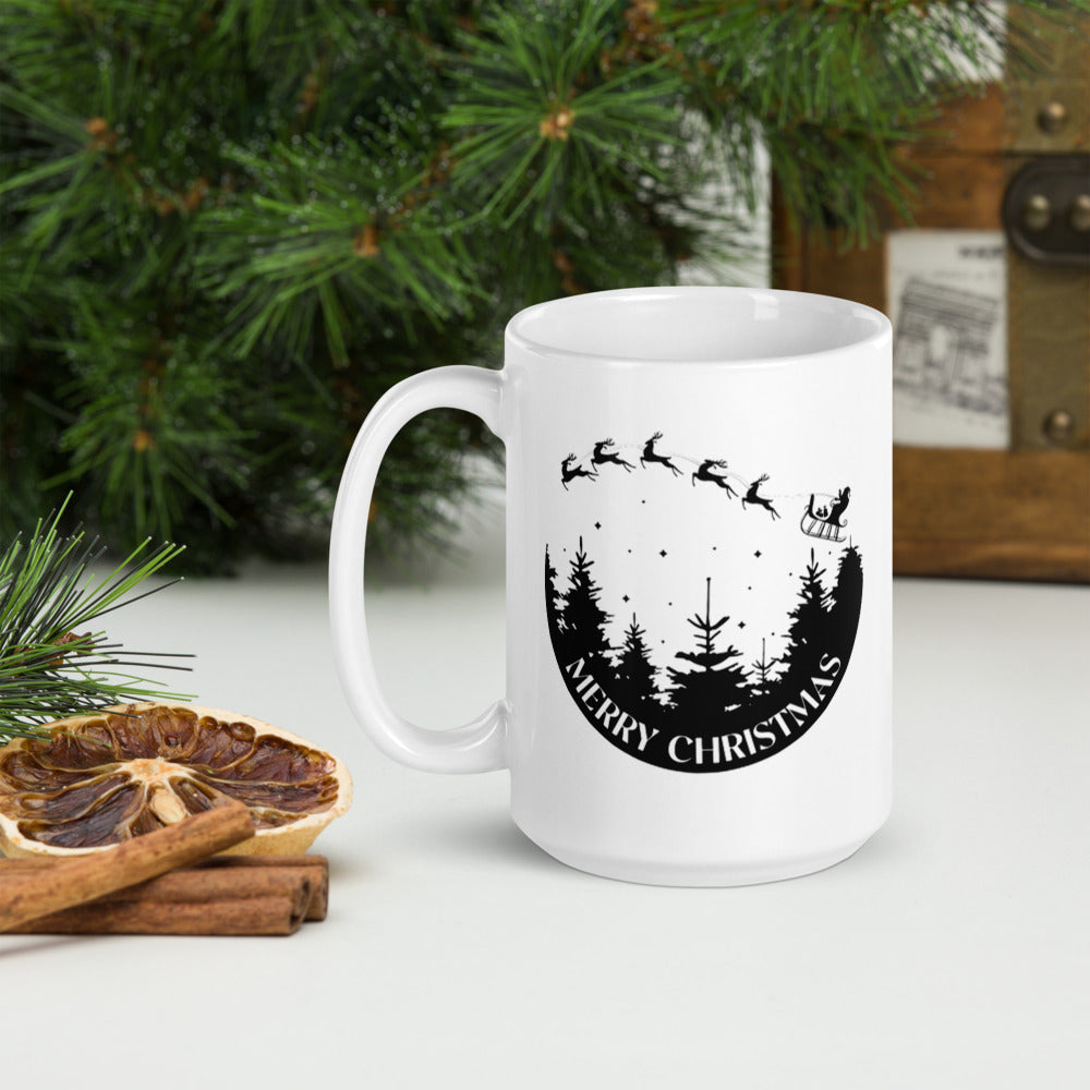 White glossy Christmas mug - Silhouette 1-D-n-R Design