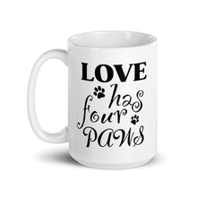 Load image into Gallery viewer, White glossy Dog mug - 4 paws-D-n-R Design
