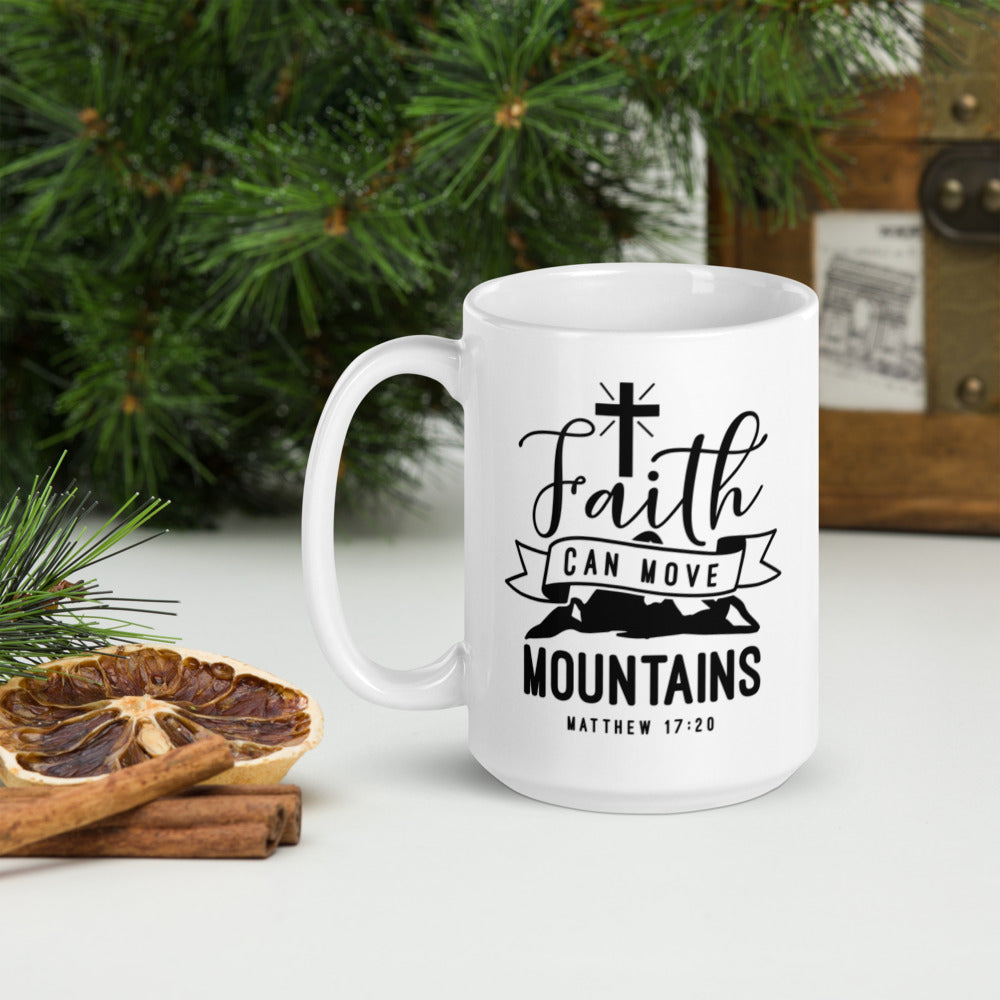 White Ceramic mug 15oz - Christian Religious Mathew 17:20-D-n-R Design