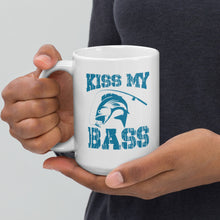 Load image into Gallery viewer, Kiss My Bass White glossy mug Lt Blue-D-n-R Design
