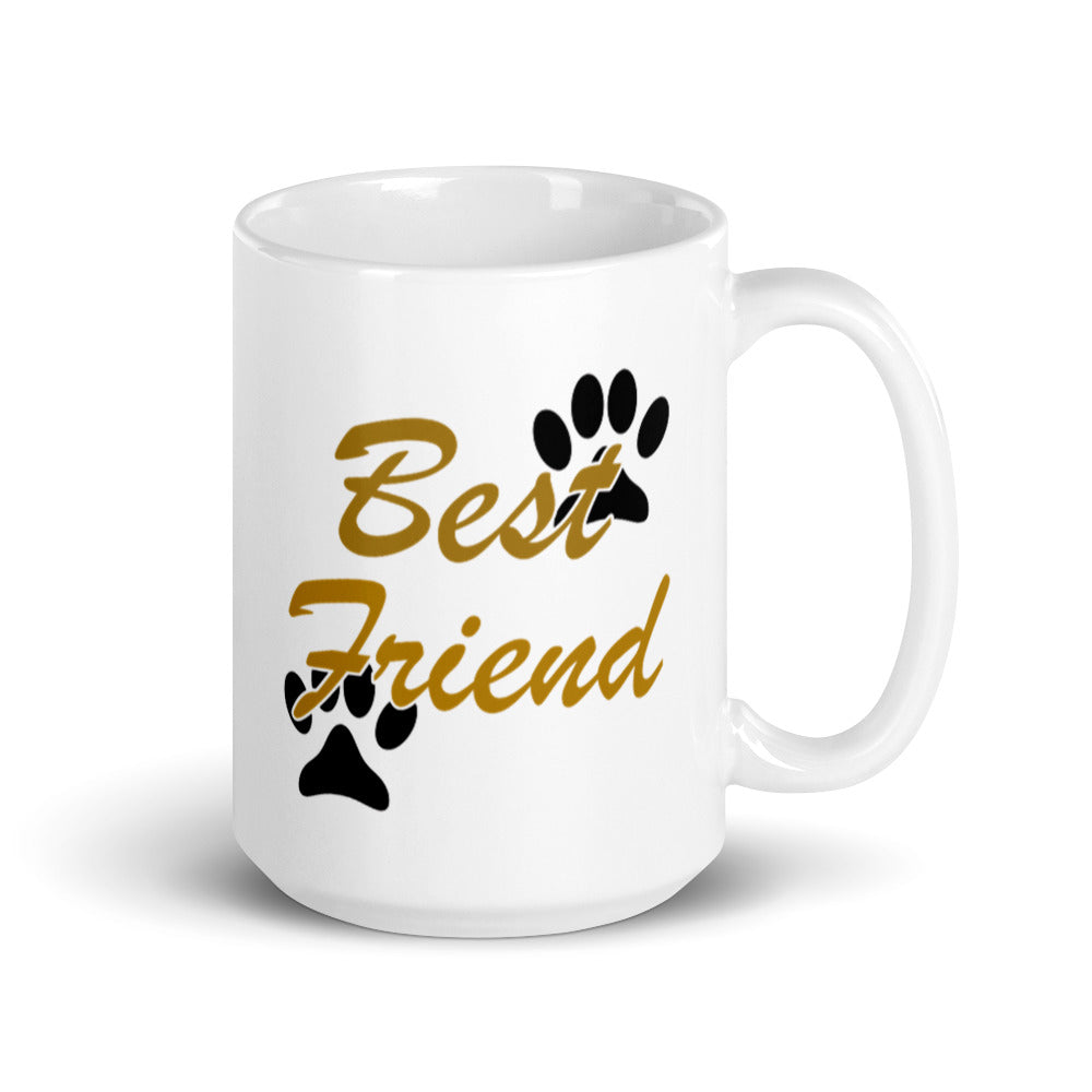 White glossy Dog mug - Best Friend-D-n-R Design