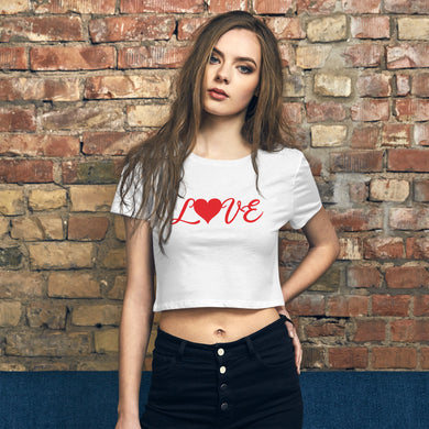 Women’s Crop Tee - Cute, Love (red)-D-n-R Design